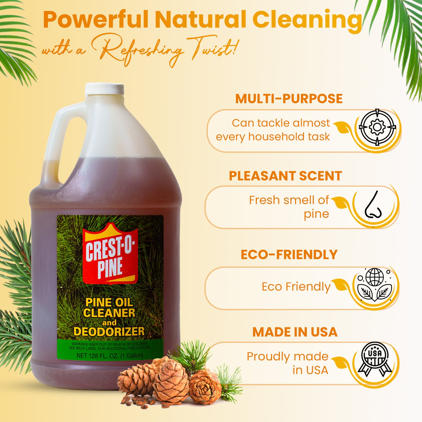 Crest-O-Pine Oil All-Purpose Cleaner, Degreaser & Deodorizer – 1 Gallon